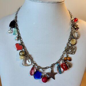 Silver toned Necklace with Charms